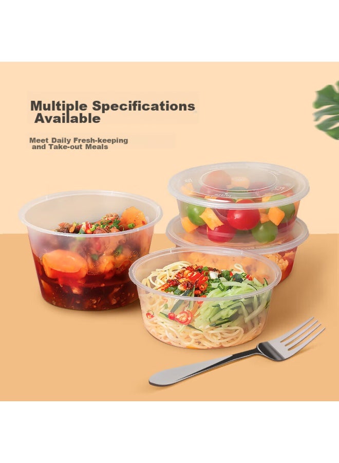 Yata Wutian Disposable Food Containers, Takeout Boxes, Plastic Round Containers With Lids, 500 Model, 50 Sets, Takeout Soup Bowls - Image 5