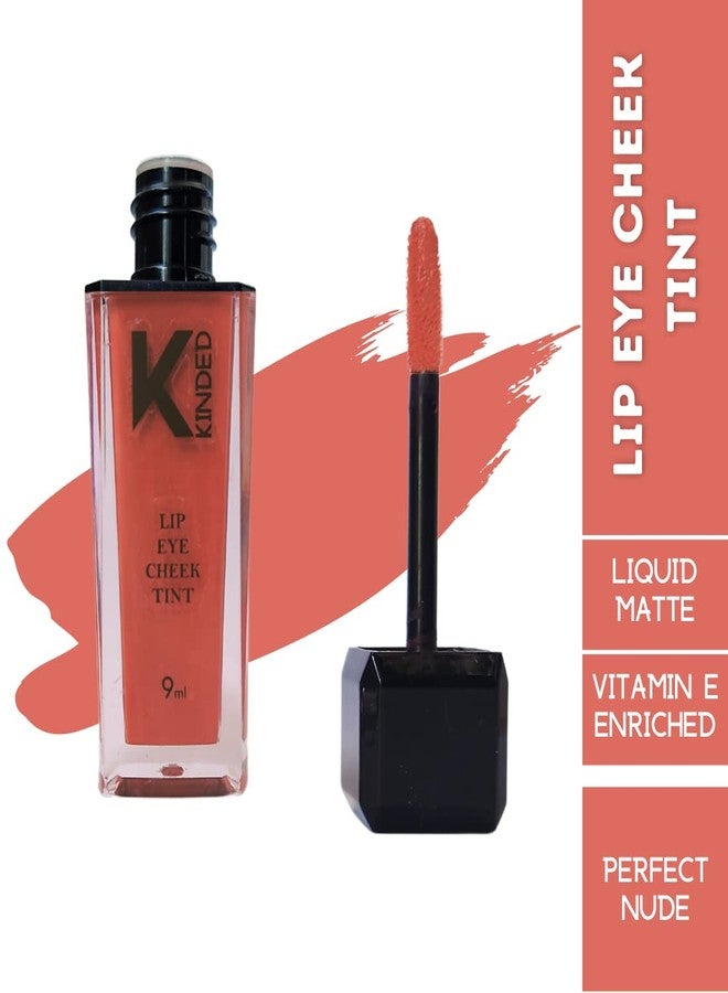 KINDED Lip Eye and Cheek Tint for Women Girls Pigmented Liquid Lip Colour Lipstick Tint Eyeshadow Blush with Vitamin E Longlasting Moisturizing Nourishing (Matte Finish, Perfect Nude, 9 ml) - Image 2