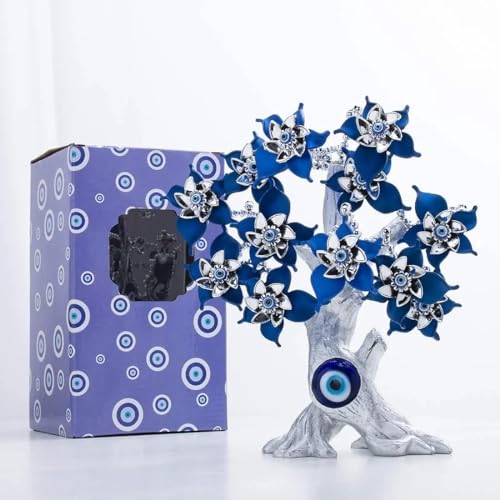 BLUE BEADS Turkish Evil Eye Money Fortune Decor – Metal & Glass Nazar Protection Lucky Showpiece | Feng Shui Good Luck Table Centerpiece for Home & Office - Image 4