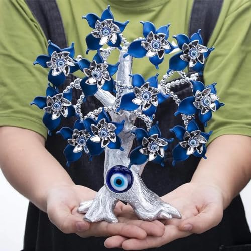 BLUE BEADS Turkish Evil Eye Money Fortune Decor – Metal & Glass Nazar Protection Lucky Showpiece | Feng Shui Good Luck Table Centerpiece for Home & Office - Image 2