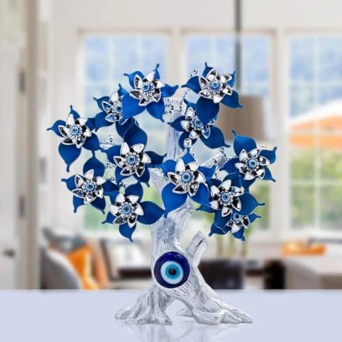 BLUE BEADS Turkish Evil Eye Money Fortune Decor – Metal & Glass Nazar Protection Lucky Showpiece | Feng Shui Good Luck Table Centerpiece for Home & Office - Image 3