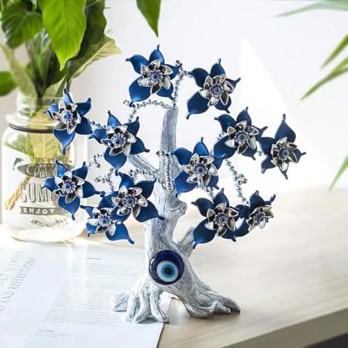 BLUE BEADS Turkish Evil Eye Money Fortune Decor – Metal & Glass Nazar Protection Lucky Showpiece | Feng Shui Good Luck Table Centerpiece for Home & Office - Image 5