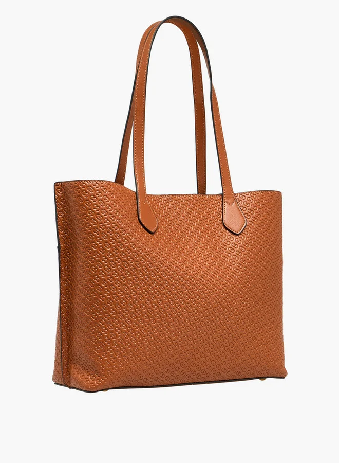 Celeste Monogram Embossed Tote Bag with Zip Closure