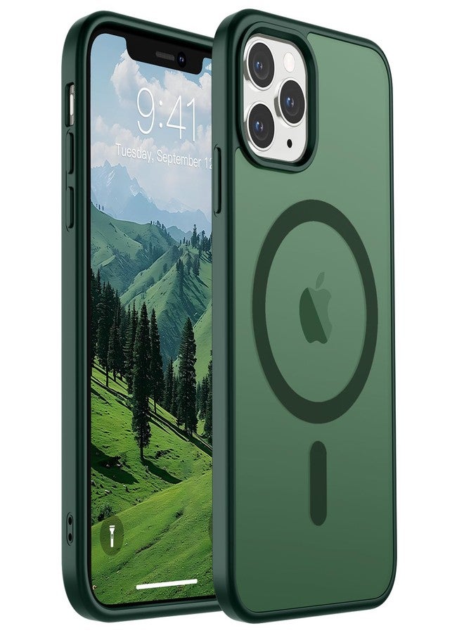 SUPFINE Magnetic for iPhone 11 Pro Max Case (Compatible with MagSafe) (10 FT Military Grade Drop Protection) Slim Translucent Matte Shockproof with Anti-Fingerprint Phone Case,Forest Green - Image 1