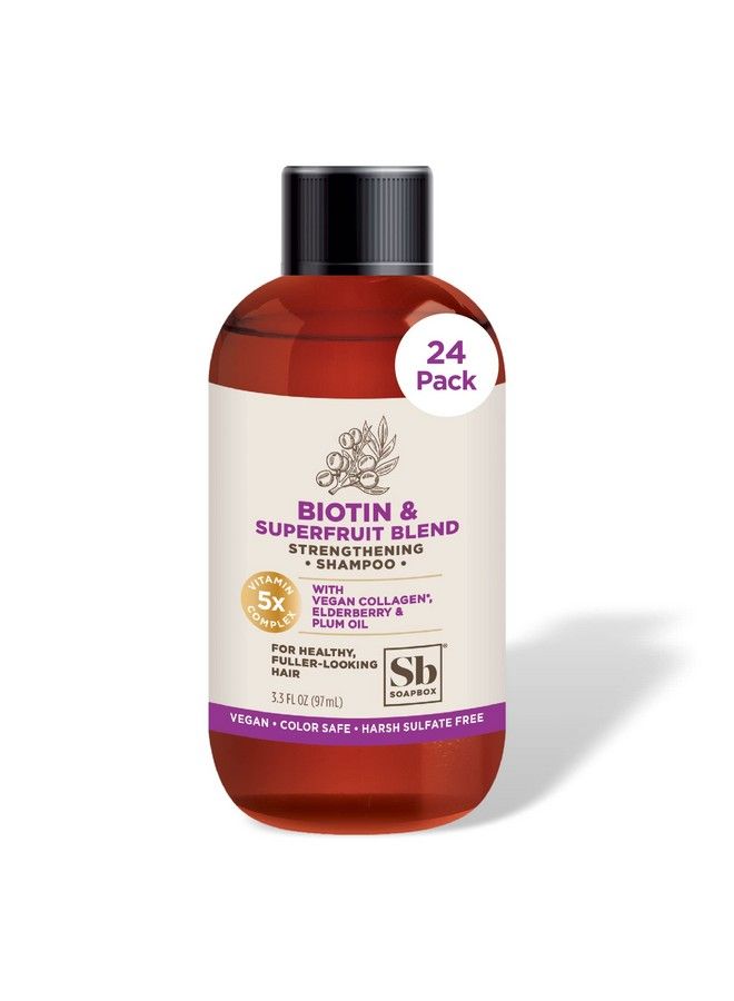 Soapbox Biotin Conditioner Travel Size Biotin & Collagen Super Fruit Bulk 24 Pack Travel Toiletries | Volumizing & Softening Conditioner To Promote Hair Growth Strength 24Pack 3.3 Oz Each - Image 1
