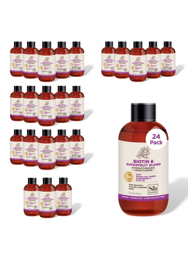 Soapbox Biotin Conditioner Travel Size Biotin & Collagen Super Fruit Bulk 24 Pack Travel Toiletries | Volumizing & Softening Conditioner To Promote Hair Growth Strength 24Pack 3.3 Oz Each - Image 3