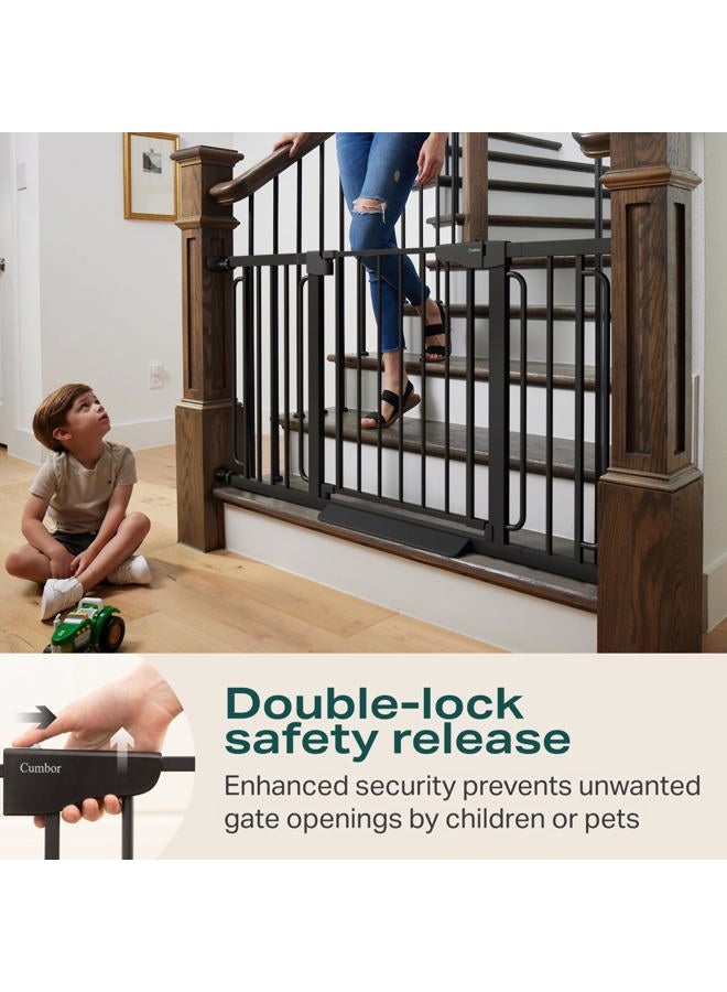 Cumbor 29.7-57" Extra Wide Baby Gate for Stairs, Mom's Choice Awards Winner-Dog Gate for Doorways, Pressure Mounted Walk Through Safety Child Gate for Kids Toddler, Tall Pet Puppy Fence Gate, Black - Image 5