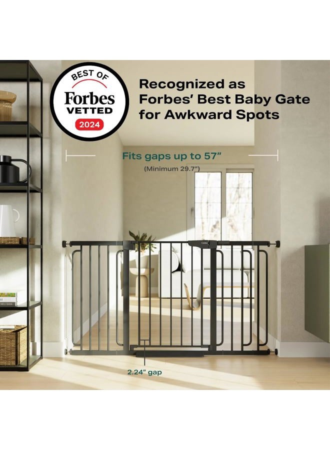 Cumbor 29.7-57" Extra Wide Baby Gate for Stairs, Mom's Choice Awards Winner-Dog Gate for Doorways, Pressure Mounted Walk Through Safety Child Gate for Kids Toddler, Tall Pet Puppy Fence Gate, Black - Image 2