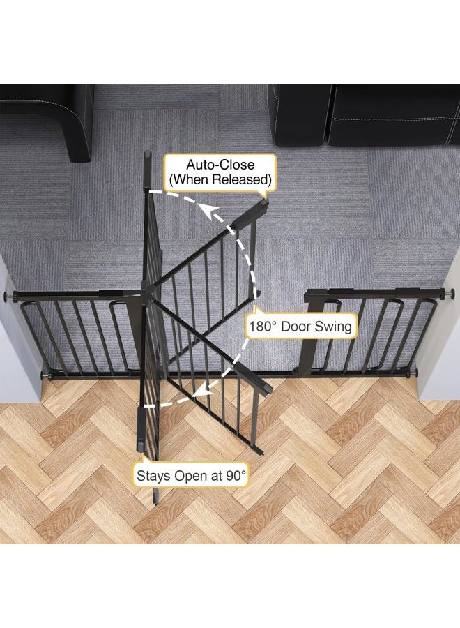 Cumbor 29.7-57" Extra Wide Baby Gate for Stairs, Mom's Choice Awards Winner-Dog Gate for Doorways, Pressure Mounted Walk Through Safety Child Gate for Kids Toddler, Tall Pet Puppy Fence Gate, Black - Image 3