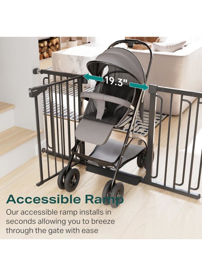 Cumbor 29.7-57" Extra Wide Baby Gate for Stairs, Mom's Choice Awards Winner-Dog Gate for Doorways, Pressure Mounted Walk Through Safety Child Gate for Kids Toddler, Tall Pet Puppy Fence Gate, Black - Image 4