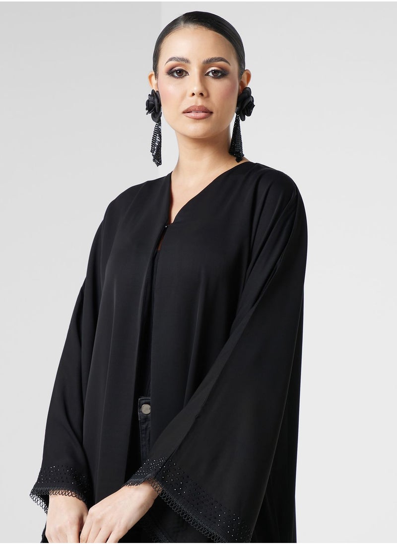 hayas closet - Embellished Lace Detail Abaya - Image 1