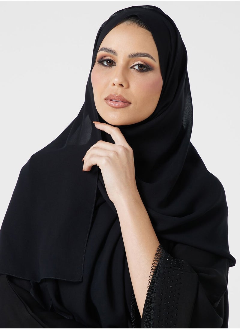 hayas closet - Embellished Lace Detail Abaya - Image 1