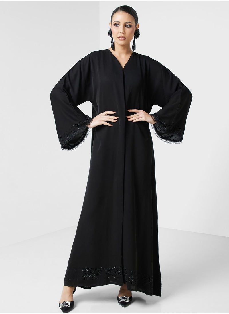 hayas closet - Embellished Lace Detail Abaya - Image 1