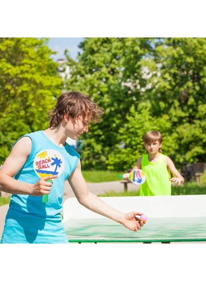 4basix Wooden Paddle Ball Racket with Carry Bag Indoor Outdoor Toy Fun and Classic Paddleball Game for Beach Ball Set of 2 - Image 2