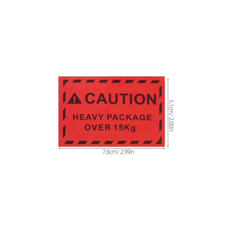 500 Pcs Heavy Duty Overweight Warning Stickers 15kg Red Background Black Text Adhesive Shipping Labels - Image 3