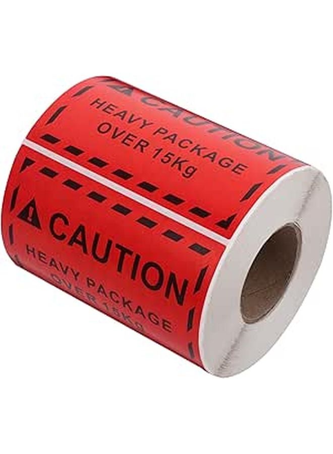 500 Pcs Heavy Duty Overweight Warning Stickers 15kg Red Background Black Text Adhesive Shipping Labels - Image 1