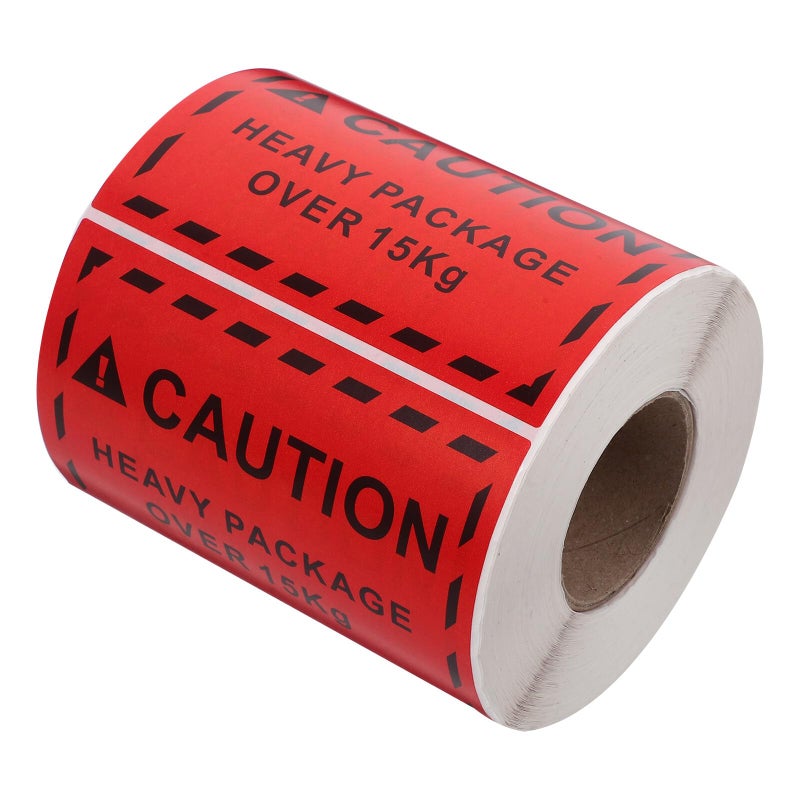 500 Pcs Heavy Duty Overweight Warning Stickers 15kg Red Background Black Text Adhesive Shipping Labels - Image 2