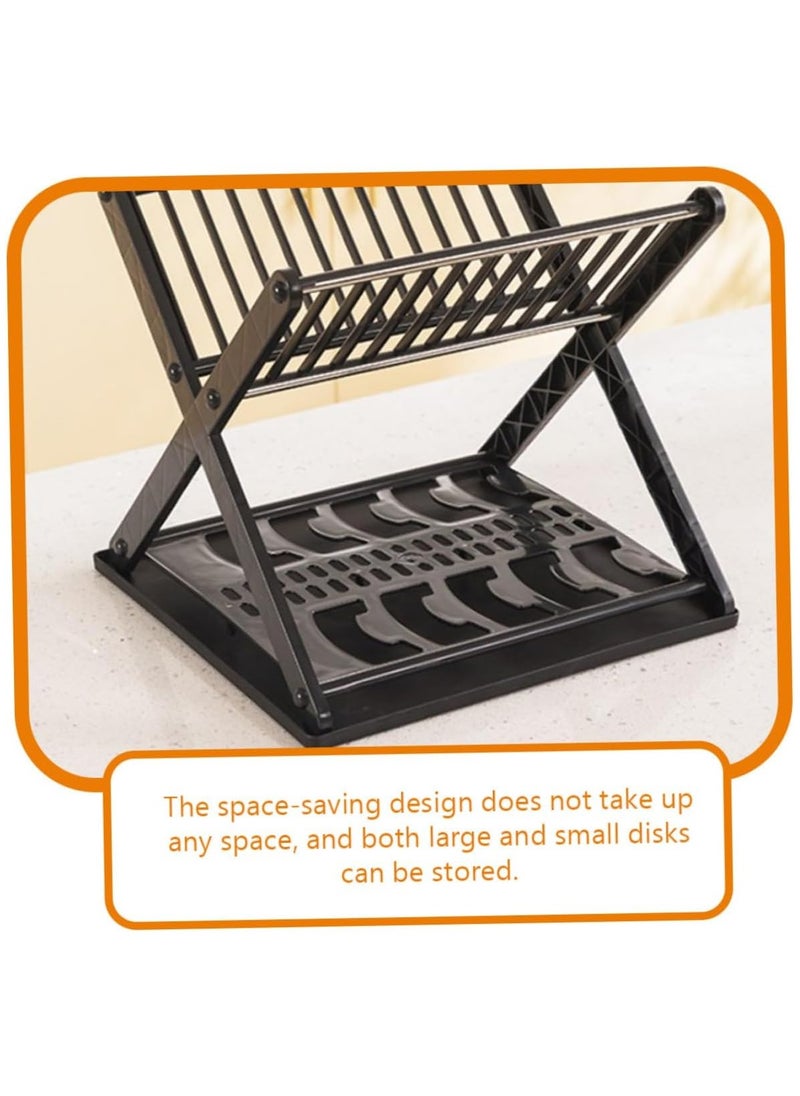 Plan A - 2 Tier Dish Drainer and Bowl Organizer with Leakproof Drawer, Compact X Shape Dish Rack for Kitchen Dish Drying Organizer (Black) - Image 1