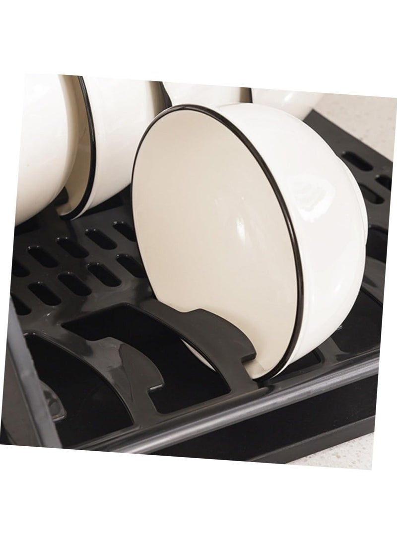 Plan A - 2 Tier Dish Drainer and Bowl Organizer with Leakproof Drawer, Compact X Shape Dish Rack for Kitchen Dish Drying Organizer (Black) - Image 1