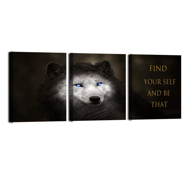 Yetaryy 3 Panels Wolf Picture Motivational Wall Art Inspirational Canvas Painting Pictures Modern Entrepreneur Quotes Posters Prints Artwork for Home Office Decor House Decorations Class Room School to Hang - Image 1