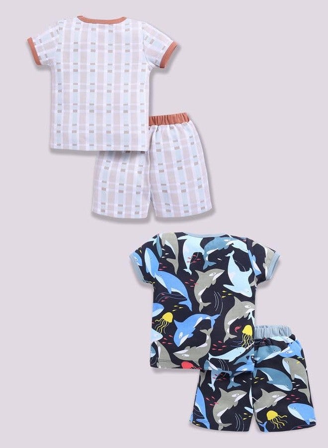 Baby Go Baby Boys 100% Cotton Printed Half Sleeve T-shirt & Short Latest Summer Clothing Sets (Pack Of 2) - Image 2