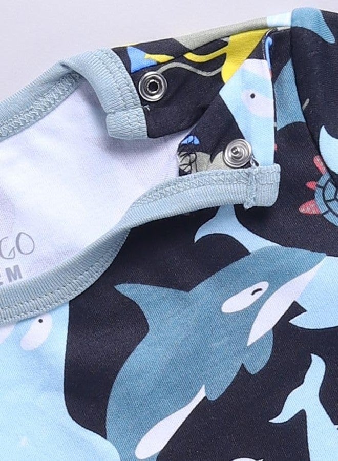 Baby Go Baby Boys 100% Cotton Printed Half Sleeve T-shirt & Short Latest Summer Clothing Sets (Pack Of 2) - Image 3