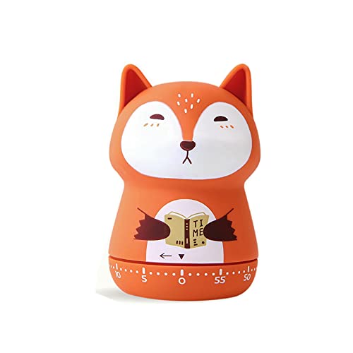 NUOSWEK Mechanical Kitchen Timer, Cute Animal Wind Up 60 Minutes Manual Countdown for Kids, Classroom, Home, Study and Cooking (Orange Fox) - Image 1