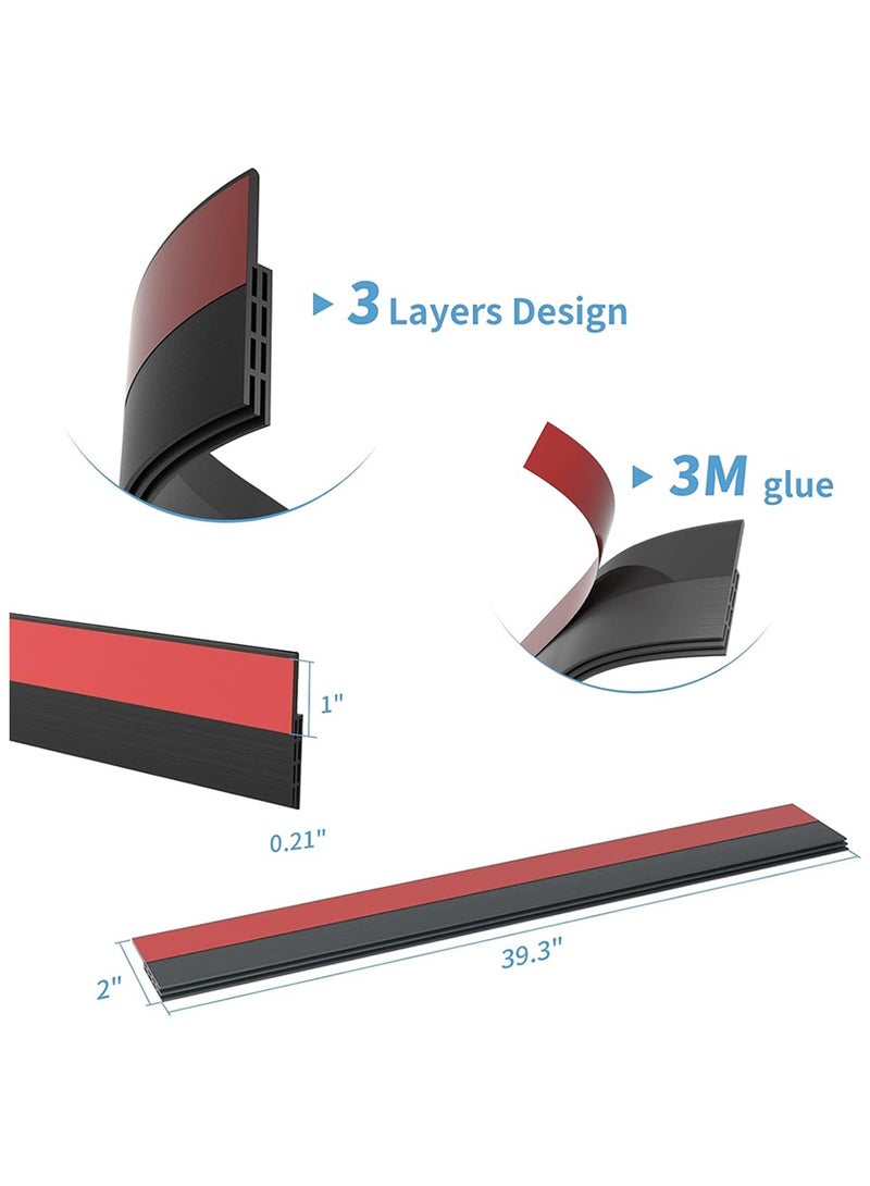 Adhesive Under Door Sweep Weather Stripping Soundproof Rubber Bottom Seal with Wider Strong for Interior Exterior Doors Guard Against Drafts Dust Noise Animals (1M*1 Black) - Image 3