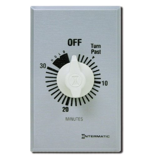 Intermatic FF30MH 30-Minute Spring Loaded Wall Timer, Brushed Metal - Image 1