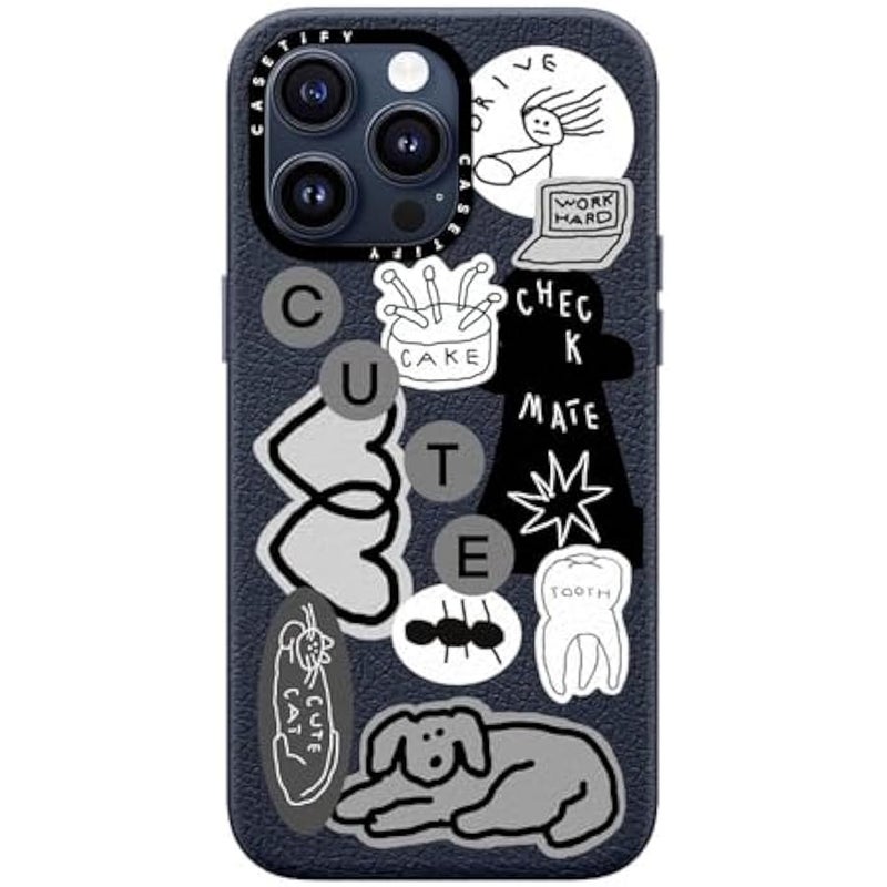 Casetify Pebbled iPhone 15 Pro Max Case 【Textured / 4.9ft Drop Protection/Compatible with Magsafe】 - Stickers Prints - INAP Sticker 01 - Navy Blue - Image 2