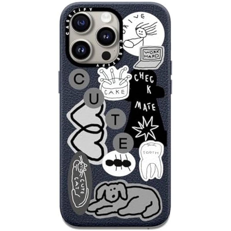 Casetify Pebbled iPhone 15 Pro Max Case 【Textured / 4.9ft Drop Protection/Compatible with Magsafe】 - Stickers Prints - INAP Sticker 01 - Navy Blue - Image 1