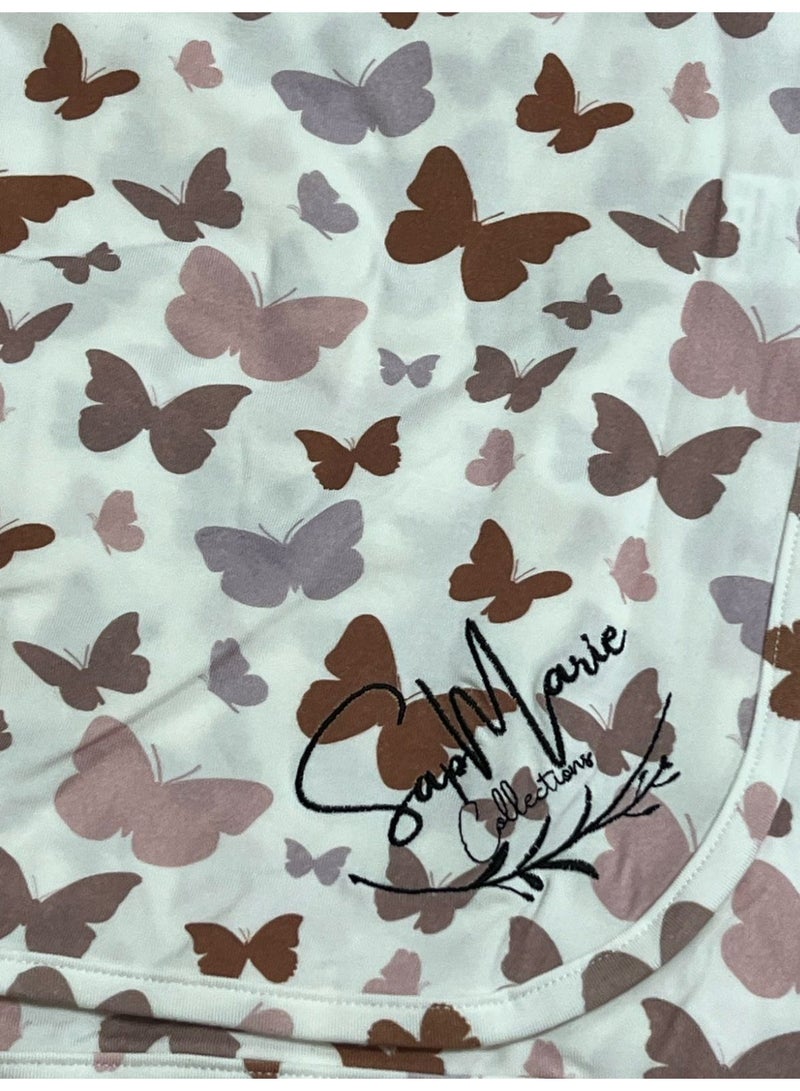 Butterfly Print Baby Blanket, 92% Bamboo Blend, Stretchy Fabric - Image 4