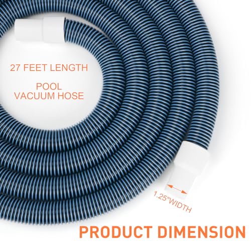 OSMOFUZE Pool Vacuum Hose, Heavy Duty Manual Swimming Pool Cleaner Hose With Swivel Cuff for Above Ground and Inground Pools, 1-1/4 Inch x 27 Ft - Image 2