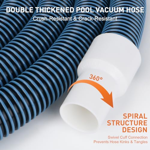 OSMOFUZE Pool Vacuum Hose, Heavy Duty Manual Swimming Pool Cleaner Hose With Swivel Cuff for Above Ground and Inground Pools, 1-1/4 Inch x 27 Ft - Image 4