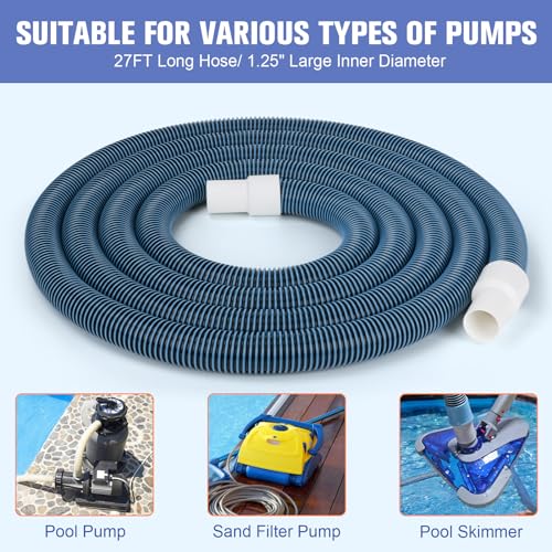 OSMOFUZE Pool Vacuum Hose, Heavy Duty Manual Swimming Pool Cleaner Hose With Swivel Cuff for Above Ground and Inground Pools, 1-1/4 Inch x 27 Ft - Image 3