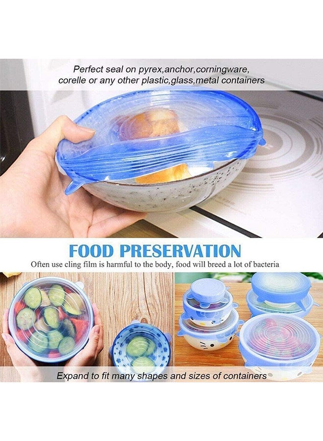 Home Silicone Stretch Lids 6 Pack, Suction Lid Multi Size Reusable Durable Food Storage Covers For Bowls, Cups, Pots, Food Fresh Saver Cover Blue  - Image 4