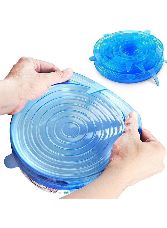 Home Silicone Stretch Lids 6 Pack, Suction Lid Multi Size Reusable Durable Food Storage Covers For Bowls, Cups, Pots, Food Fresh Saver Cover Blue  - Image 1