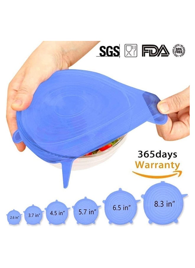 Home Silicone Stretch Lids 6 Pack, Suction Lid Multi Size Reusable Durable Food Storage Covers For Bowls, Cups, Pots, Food Fresh Saver Cover Blue  - Image 2