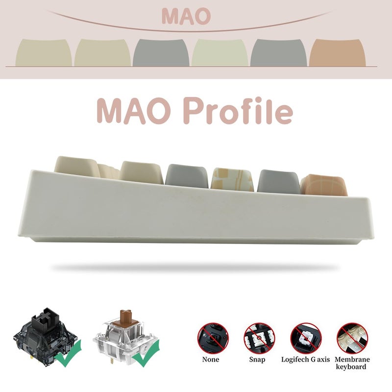 TYRIXKI PBT Keycaps 144 Keys Cute Keycaps Dye-Sublimation Sushi Cat Keycap Mao Profile Custom Keycap for Cherry Gateron MX Swithes Mechanical Keyboards - Image 5