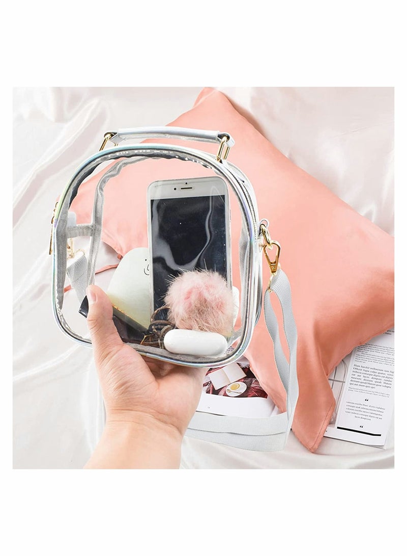 SYOSI Clear Pencil Bag Transparent Crossbody Messenger Shoulder Make up Cosmetic Toiletries Pouch Exam Pen Case PVC Fashion Pocket Zipper Travel Luggage for Men Women - Image 3