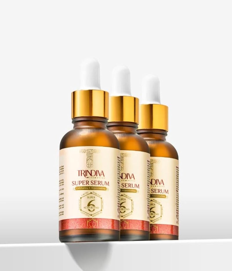 Trindiva Super Serum Exfoliating & Rejuvenating Face Serum with AHA BHA and Hyaluronic Acid for Brightening and Anti-Aging 30ml - Image 2