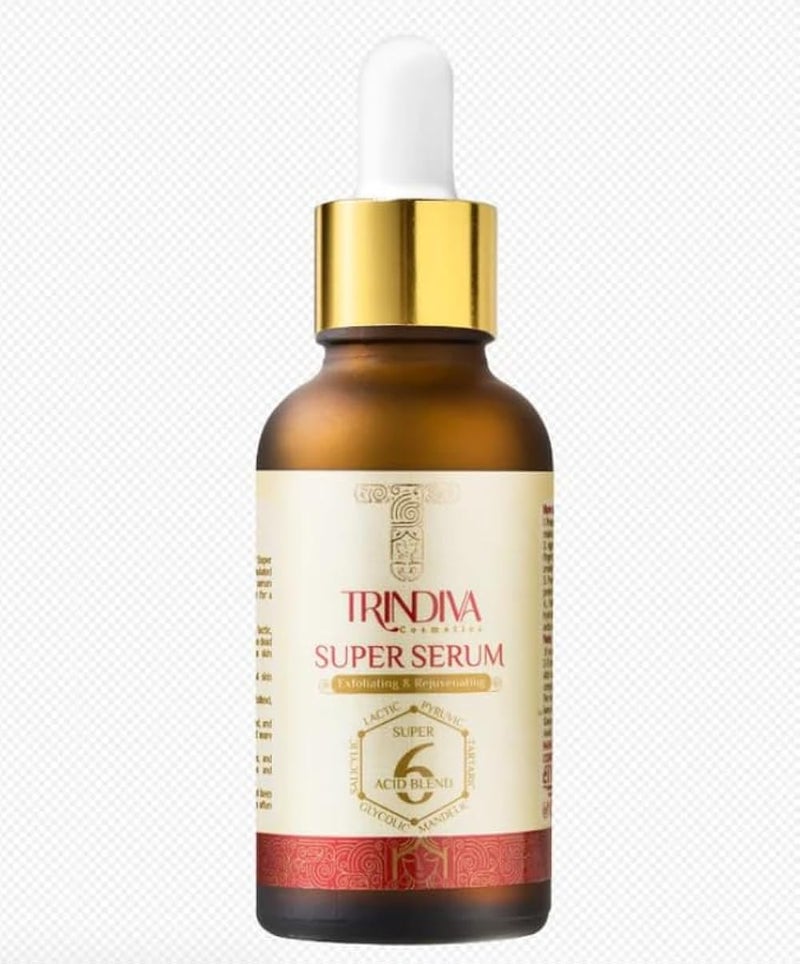 Trindiva Super Serum Exfoliating & Rejuvenating Face Serum with AHA BHA and Hyaluronic Acid for Brightening and Anti-Aging 30ml - Image 1