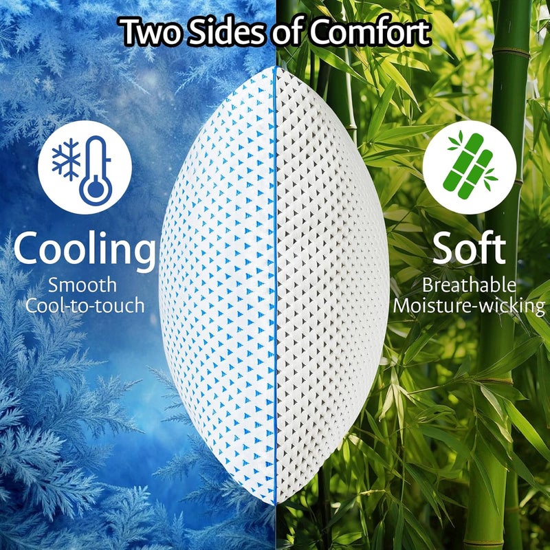 fulocean Cooling Pillows King Size Set of 2 for Sleeping, Adjustable Shredded Gel Memory Foam Cool Pillows 2 Pack for Side, Back, Hot Sleeper, Mid-Firm for Neck Pain Relief,Washable Removable Cover,CertiPUR-US - Image 3