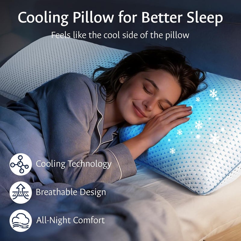 fulocean Cooling Pillows King Size Set of 2 for Sleeping, Adjustable Shredded Gel Memory Foam Cool Pillows 2 Pack for Side, Back, Hot Sleeper, Mid-Firm for Neck Pain Relief,Washable Removable Cover,CertiPUR-US - Image 2