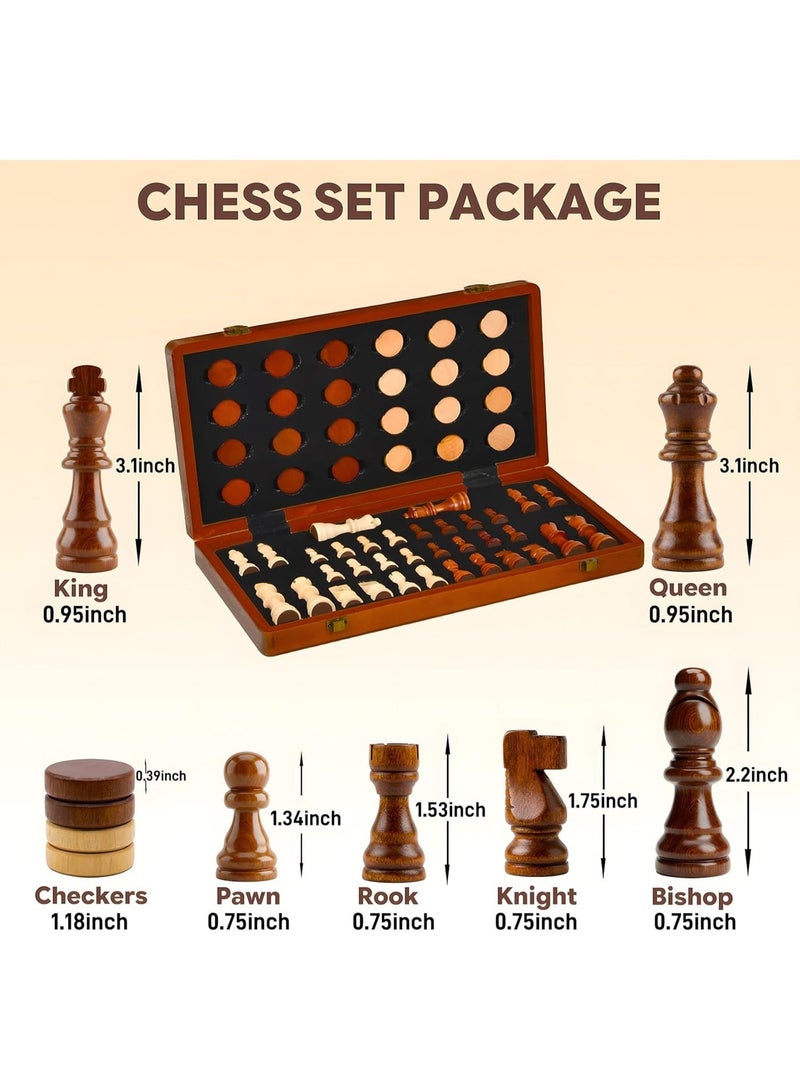 Moonmen Wooden 2 in 1 Magnetic Chess Set-15 Foldable Chess Set for Adults & Kids with Chess Pieces Storage Slots,Chess Board Game Set for Tournament Professional Beginner - Image 4