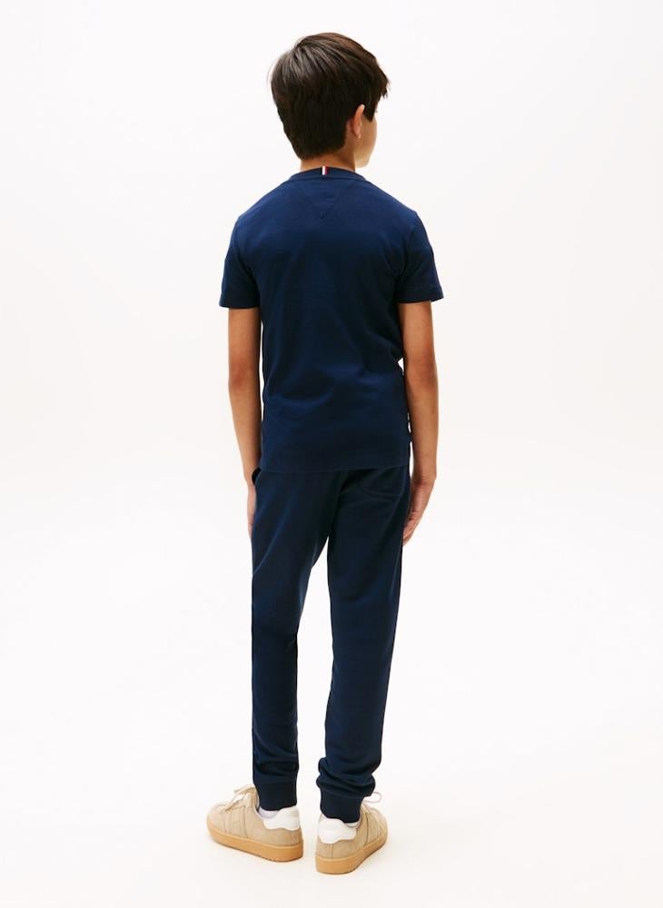 تومي هيلفيغر تيشيرت كرو نيك للأطفال بستايل جامعي - Image 2