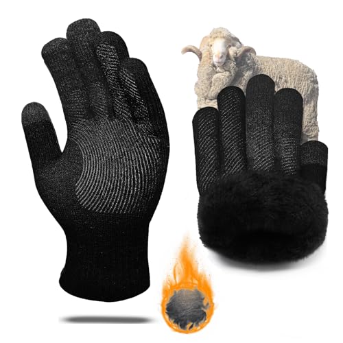 CozyGalar Fleece Lined Wool Blend Winter Gloves for Men & Women - Warm Knit Gloves with Non-Slip Grip for Driving, Dog Walking & Commuting (30°F to 55°F) - Sensitive Touchscreen Fingertips, Reinforced Stitching - Image 1