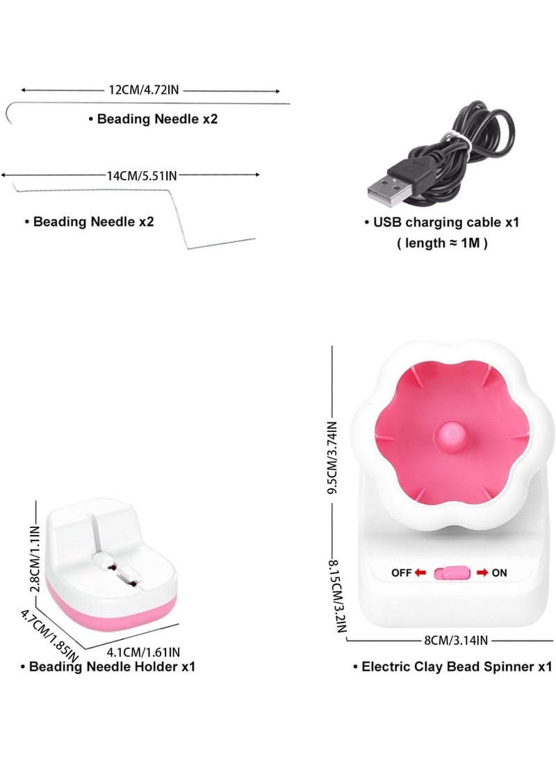 Electric Bead Spinner with Base,Automatically Clay Bead Spinner with 2 Needles Fast Beading Bead Spinner Machine Effortless Electric Bead Bowl Spinner for Jewelry Making DIY Bracelets Necklaces - Image 4