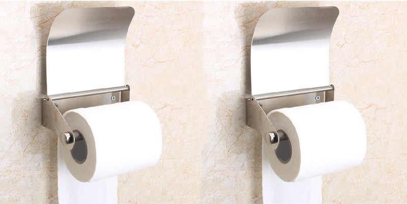 MLD MLD TPSH008 Wall Mounted Stainless Steel Paper Towel Holder Toilet Tissue Holder Roll Paper Holder Box Roll Organizer for Kitchen Bathroom Material Stainless Steel Silver Pack of 2 - Image 1