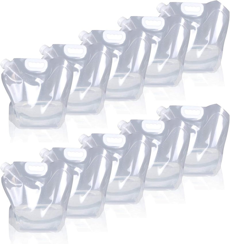 Soddeph Collapsible Water Container Bag, BPA Free Food Grade Clear Plastic Storage Jug for Sport Camping Riding Mountaineer,Freezable, Food Grade (10-pack-1.3 Gal) - Image 1